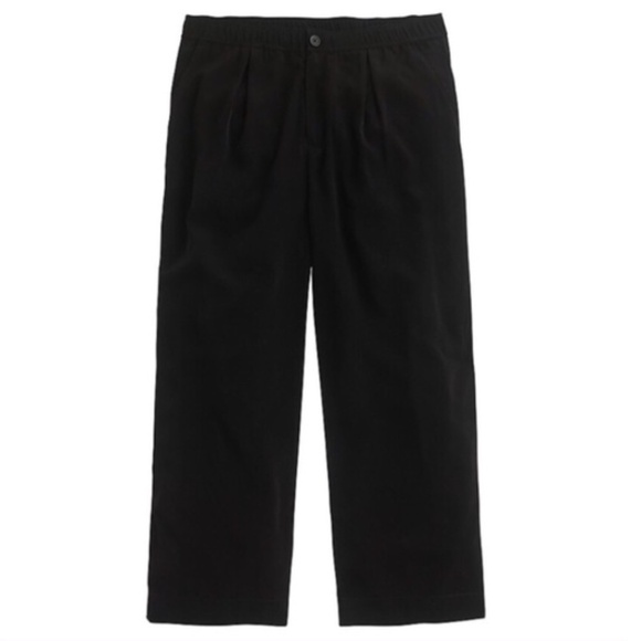 J. Crew Black Drapey Patio Pant Wide Leg Cropped Culotte Silky Feel - Size 4 - Picture 2 of 14